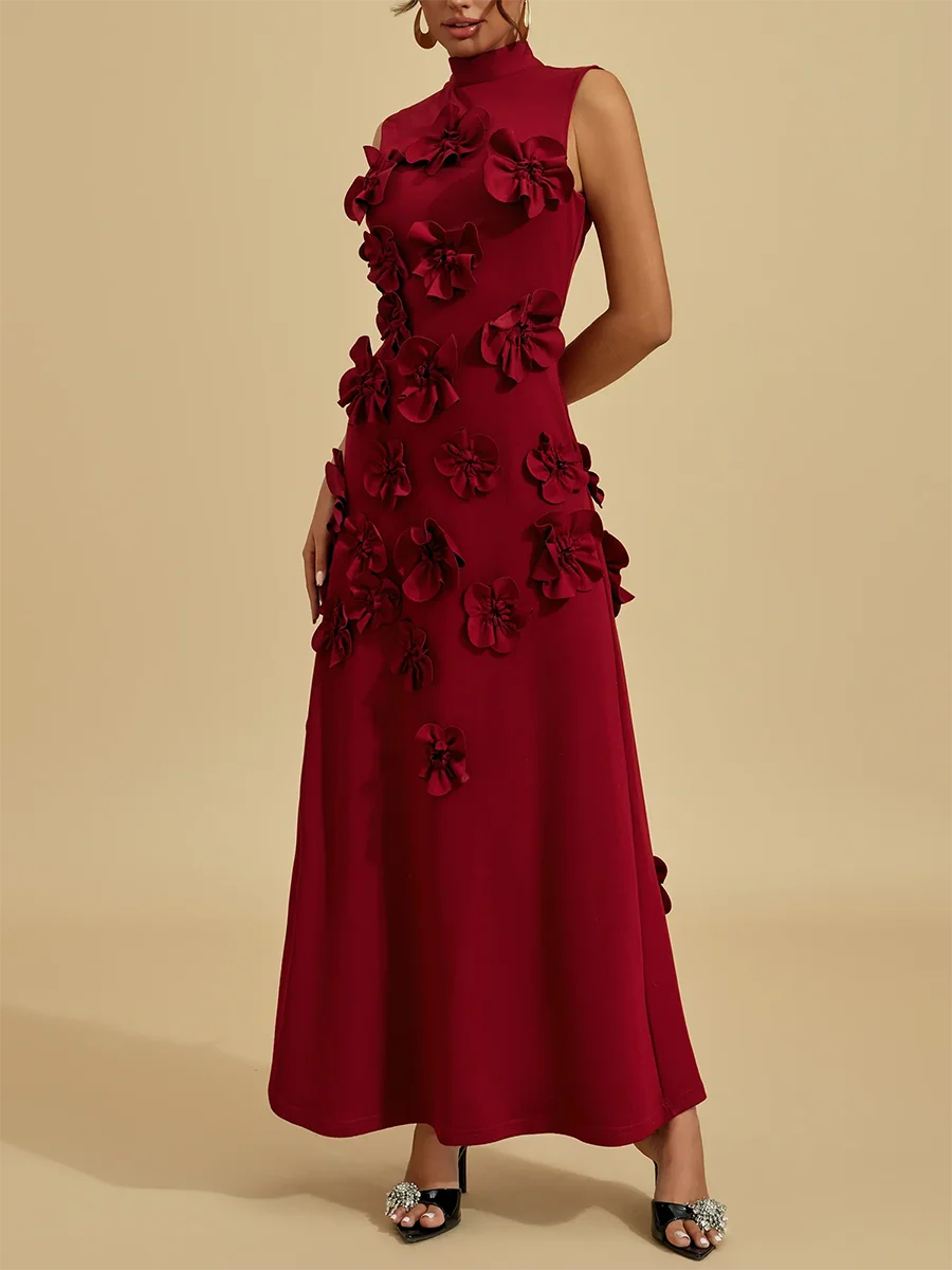 שמלת מקסי יוקרתית בעיטור פרחים