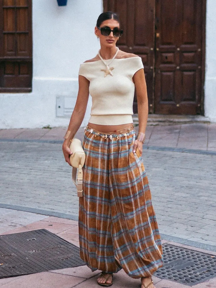 מכנסי בלומרס משובצים