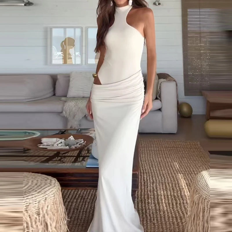 שמלת מקסי חיתוכים אלגנטית