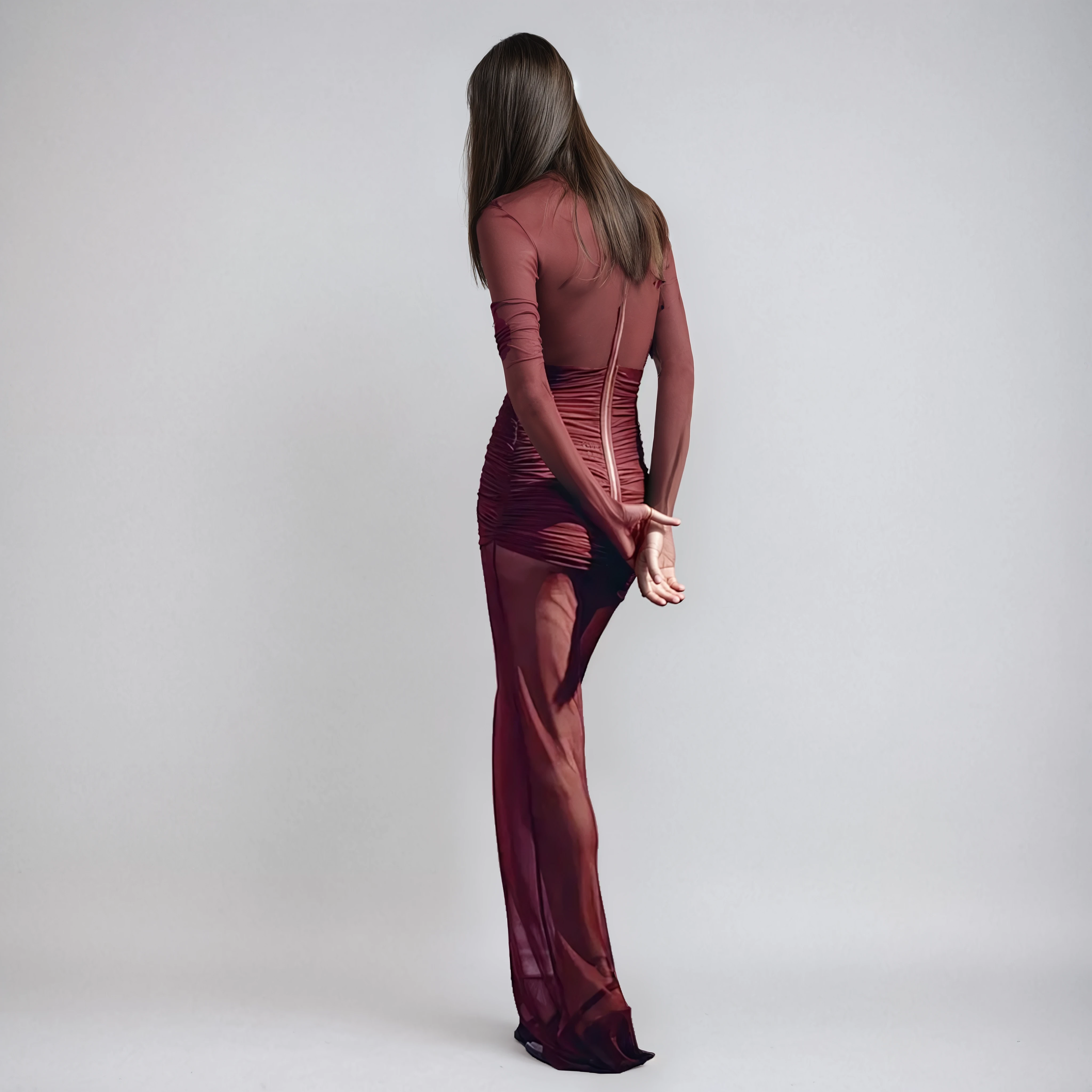 שמלת מקסי אלגנטית חצי שקפקפה