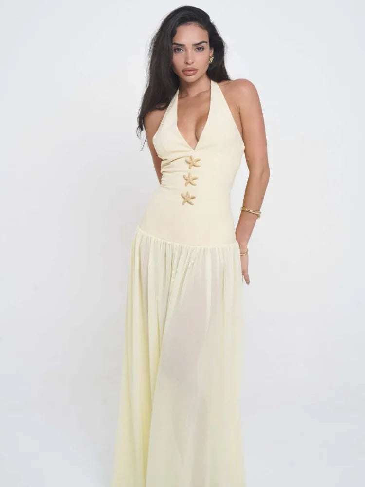 שמלת מקסי עם עיטורי כוכב