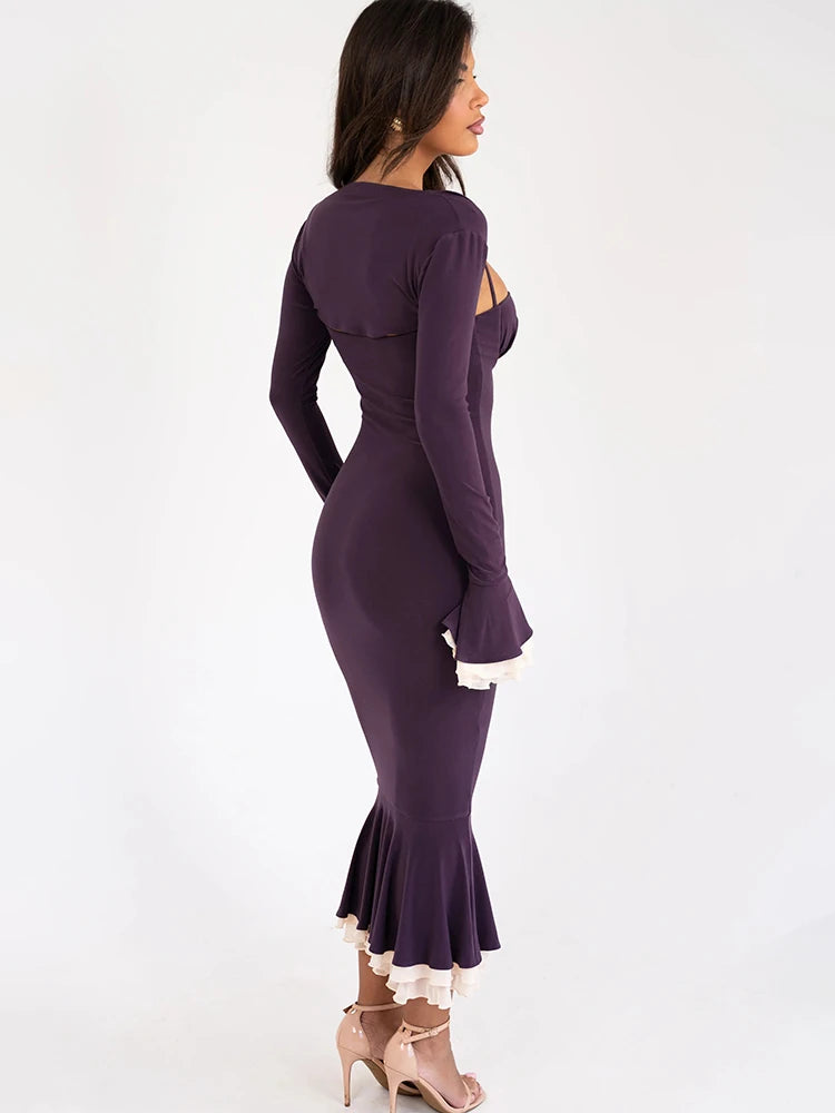 שמלת מידי עם מחשוף מרובע